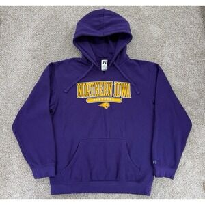 University Of Northern Iowa Hoodie Mens Large Purple Panthers Russell Sweatshirt